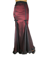 22 24 Sexy Burgundy &amp; Black Gothic Victorian Steampunk Ruffled Hem Skirt 3X - $85.00