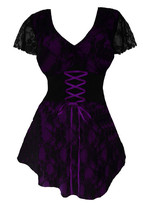 5X 28 30 Fuchsia Lace Overlay Sweetheart Corset Top Plus Size Empire Waist - £39.79 GBP