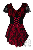 5X 28 30 Ruby Lace Overlay Sweetheart Corset Top Empire Plus Size Empire Waist - £39.22 GBP