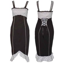 Size 20 Black &amp; White Polka Dot Pin-up Pencil Wiggle Dress ~ 1950&#39;s ~ 2X - £35.84 GBP