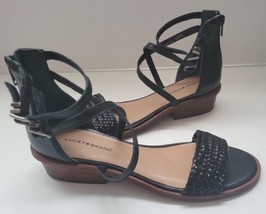 Lucky Brand Womens Skippir Strappy Black Ankle Strap Sandals Size 7 New - £38.67 GBP