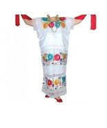 Yucatan Womens Folklorico Traditional Dance Fiesta Dress Embroidery Blck... - $113.85+