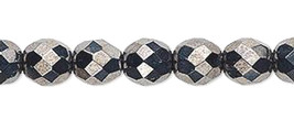 8mm Czech Fire Polish, Gunmetal Hematite Gray, Glass Beads (25) grey - $38.01 MXN