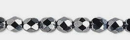 6mm Czech Fire Polish, Gunmetal Hematite Gray, Glass Beads (67) grey 16" strand - $4.75