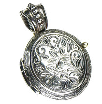 Gerochristo 3351 - Sterling Silver Engraved Round Locket Pendant  - $198.00