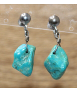 Native American Navajo Made Turquoise Screw On Back Earrings Dangling - £11.25 GBP