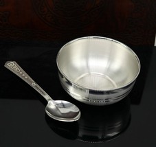 999fine solid silver handmade bowl &amp;spoon for baby vessel utensils home ... - £186.44 GBP
