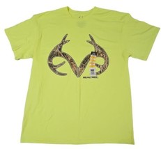 REALTREE Neon Yellow T-Shirt Outdoors Sportsman Hunting Fishing Men&#39;s Size L - £12.46 GBP