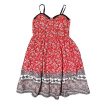 Maurices Dress Womens Medium Red Floral Smock Back Summer Party Sundress - $14.99