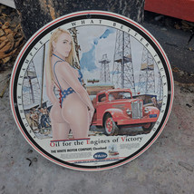 Vintage 1943 The White Motor Truck Company Porcelain Gas &amp; Oil Pump Sign - £98.07 GBP