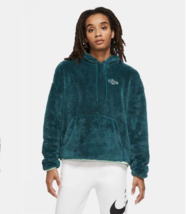 Nike Sportswear DK Atomic Women Sweatshirt M Teal Hoodie Teddy Sherpa Pullover - £23.00 GBP