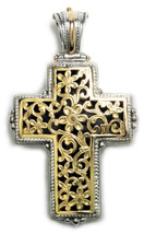 Gerochristo 5247 - Solid 18K Gold &amp; Sterling Silver Byzantine Cross Pendant - $1,745.00
