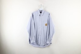 Vintage 90s Ralph Lauren Mens Medium Spell Out Crest Button Down Shirt Cotton - £54.68 GBP