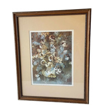 Autumn Song Diane Tygier Signed Framed Print Floral 17 3/4 x 21 3/4 Vintage FLAW - £79.23 GBP