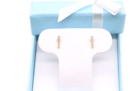 14K Yellow Gold Natural Diamond Bar Stud Earrings - £98.91 GBP