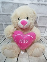 Inter-American small plush cream white teddy bear holding pink HUG heart  - £8.13 GBP