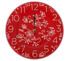 Temp-tations Floral Lace 10.5&quot; Ceramic Clock in Red Floral Lace - £154.87 GBP