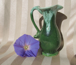 Vintage Hunter Green Drip Vase or Pitcher by Canuck Pottery - $21.99