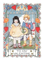 Vintage 1933 Die Cut Valentines Day Card With Young Boy And Girl - $24.95