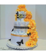 Beautiful Yellow and Black Trim Diaper Cake For A Boy Or Girl - £55.43 GBP