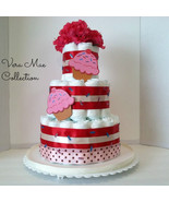 Cup Cake Diaper Cake For A Baby Girl Baby Shower Table Top Centerpiece D... - £55.45 GBP