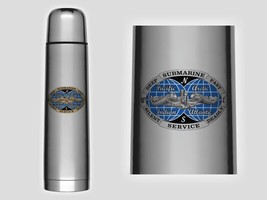 Navy Dfsd Deep Fast Silent Deadly Old Or Silver Dolphins 25 Oz Thermos - £31.96 GBP