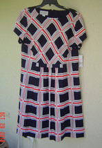 New Donna Morgan Navy White Printed Career Dress Size 14 $128 - £32.55 GBP