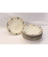 Farberware Holly Berry Rim Soup Bowls Christmas 8-1/4&quot; Lot of 8 Xmas - €23,71 EUR