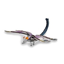 Bejeweled Crystals &amp; Enameled Dragonfly Ring Holder with Matching Necklace - $48.99