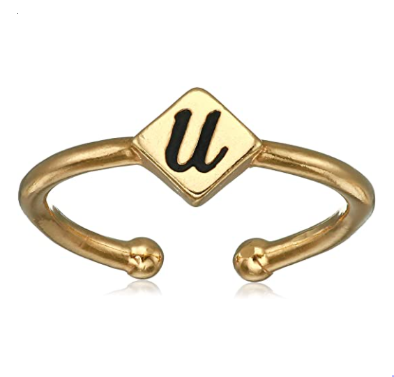 Alex and Ani Women's Initial U Adjustable Ring, 14kt Gold Plated (Brand New) - £8.53 GBP