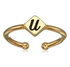 Alex and Ani Women&#39;s Initial U Adjustable Ring, 14kt Gold Plated (Brand New) - £8.78 GBP
