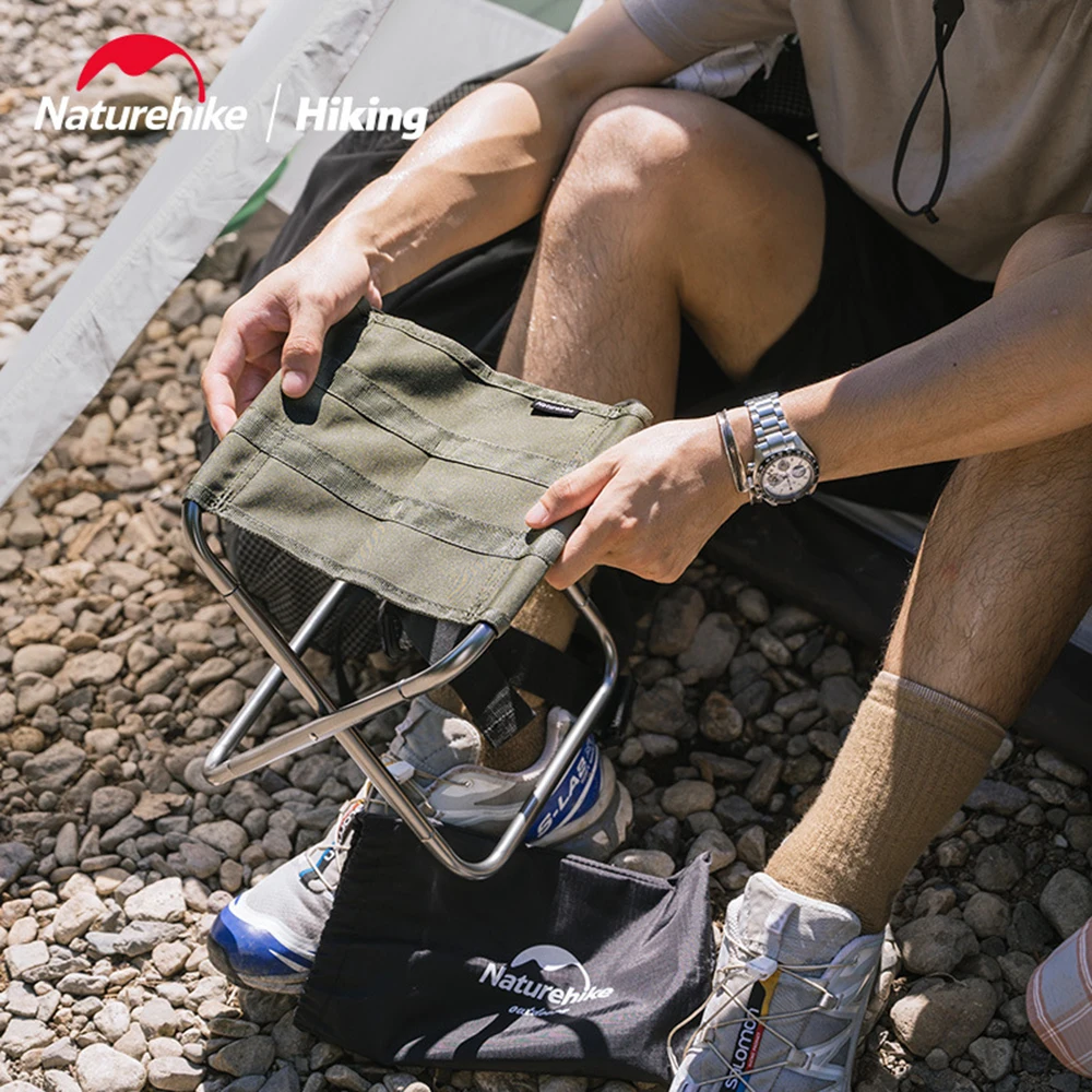 Naturehike Outdoor Aluminium Alloy Portable Folding Picnic Camping Bench Stool - £20.93 GBP