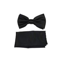 Men's Bow Tie Hankie by J.Valintin Collection #111325 Solid Black Satin - $19.99