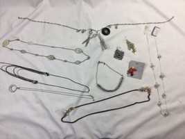 Junk Drawer Jewelry Lot Silver Toned SINGLE EARRINGs Necklaces - £16.82 GBP