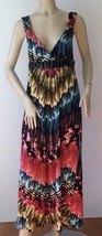 FEVER Feather Print Embellished Beads Sleeveless Summer Maxi Dress (Size PL) - £15.94 GBP