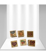 Set of 6 Vintage Wooden Rubber Stamp Assorted Heart Design - £11.68 GBP