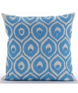 Dream Palace, 16&quot;x16&quot; Art Silk Blue Decorative Pillows Cover - £42.11 GBP+