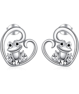 Mothers Day Gift for Mom Wife, Sterling Silver Cute Frog Stud Earrings W... - £35.65 GBP