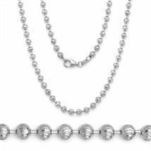 14k White Gold 30&quot; 4MM Sterling Silver Ball Bead Moon Chain Italian Necklace - £133.26 GBP