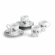 Michael Aram Black Orchid Porcelain Demitasse Set of 4 Cups and 4 Saucers 314015 - £55.32 GBP