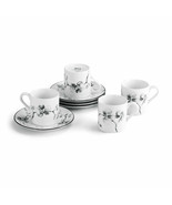 Michael Aram Black Orchid Porcelain Demitasse Set of 4 Cups and 4 Saucer... - £54.53 GBP