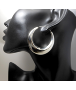 Large Silver Wide Hoop Earrings, 925 Sterling Earring, Chunky Round Earr... - £27.67 GBP+