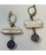 Baroque Rectangle Shaped Pearl & Purple Glass Bead 925 Sterling Silver E... - €17,09 EUR Baroque Rectangle Shaped Pearl & Purple Glass Bead 925 Sterling Silver E... - €17,09 EUR