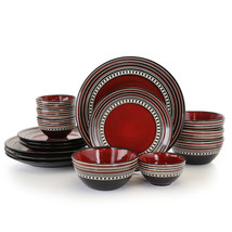 Gibson Elite CafÉ Versailles 16 Piece Double Bowl Dinnerware Set - Red - £122.97 GBP