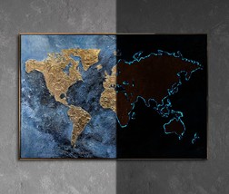 Noctilucent artworks &quot;Magic Map&quot; , Fluorescent paintings, Luminous artworks, Pai - £457.62 GBP