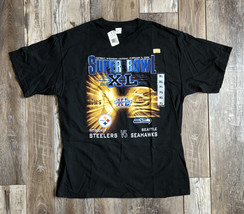 Super Bowl XL (40) T-Shirt Pittsburgh Steelers vs Seattle Seahawks Black Size XL - £31.64 GBP