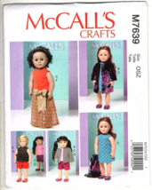 McCall's Crafts M7639 18 inch Doll Top, Shorts, Coat, Dress Uncut Sewing Pattern - $13.91