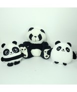 Spark Create Imagine Panda Bear Plush Lot Of 3 Stuffed Animal Black Whit... - $392.01 MXN