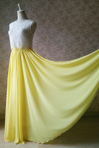 YELLOW Chiffon Maxi Skirt Outfit Plus Size Summer Wedding Chiffon Skirt image 2