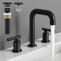 Kes Black Bathroom Faucet 3 Hole, 8 Inch Bathroom Sink Faucet With All M... - £75.96 GBP